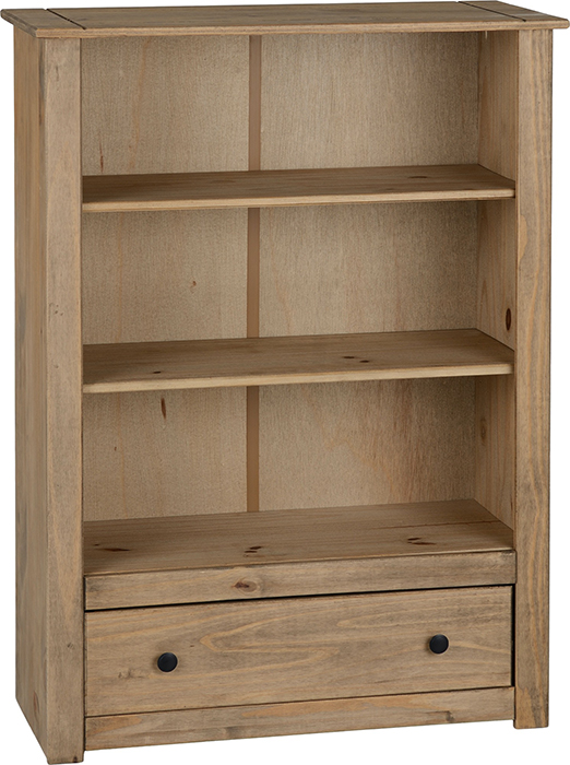 Panama 1 Drawer Bookcase In Natural Wax - Click Image to Close